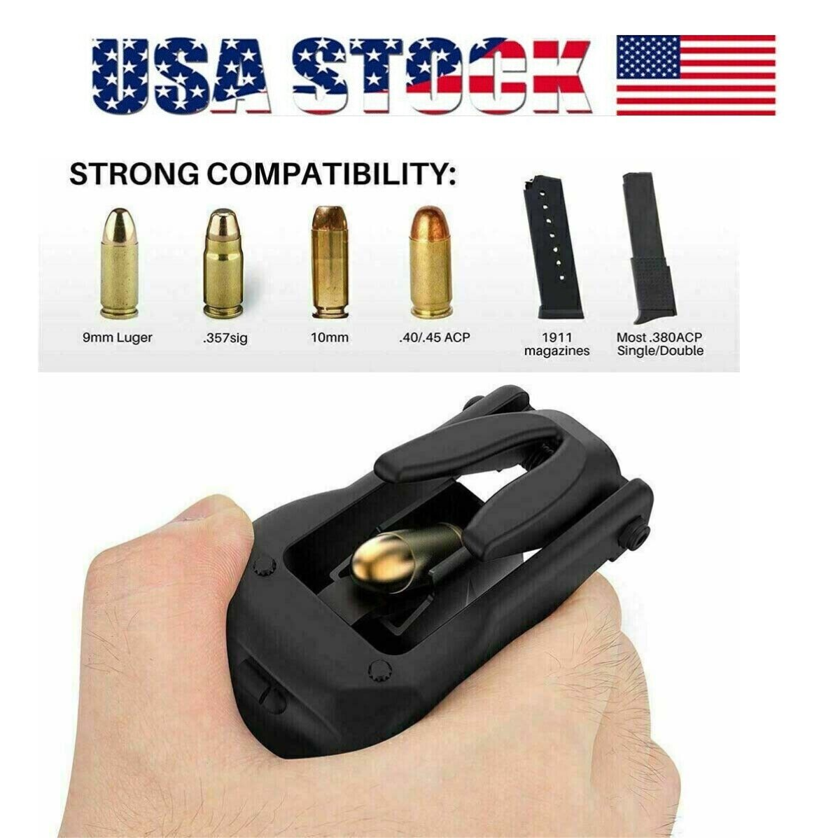 Portable Raptor Universal Pistol Speed Loader for Magazines from .380 9mm-45 ACP