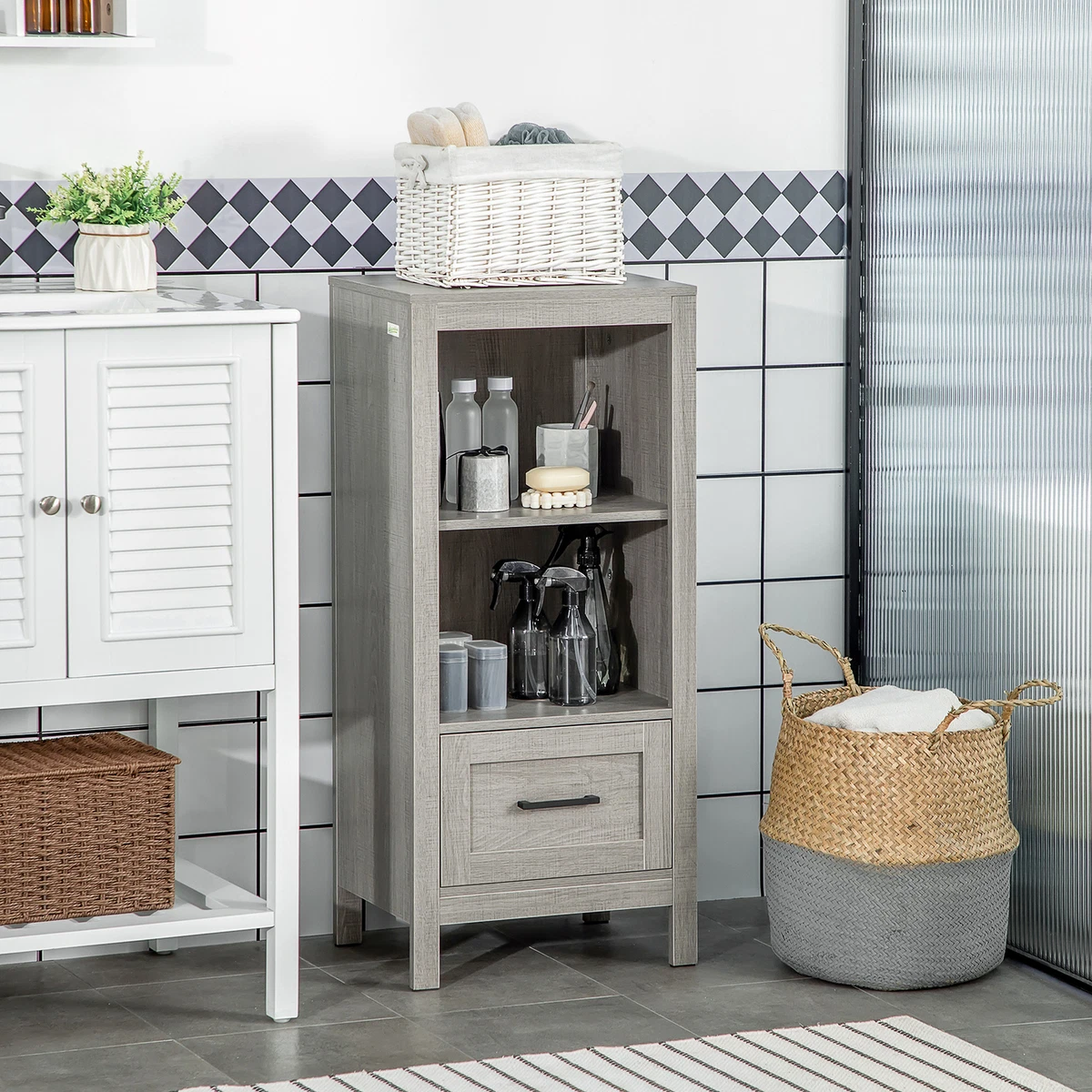 Bathroom floor 2024 storage cabinet