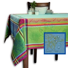 Wipeable Jacquard Tablecloth Rectangle Spill Resistant French Cotton Sunflower