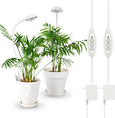 Dimmable LED Grow Lights for Indoor Plants with Timer - 2-Pack 10W