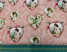 JOANN - VICTORIAN HEARTS ON PINK-- 1 7/8 YARD