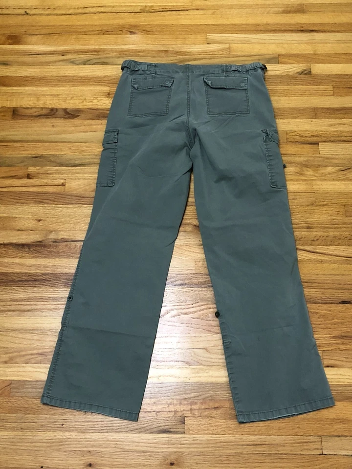 Vintage Faded Glory Y2k Cargo Pants Women's 10 Green Front Hi-Rise Side Buckle - Image 2 of 4
