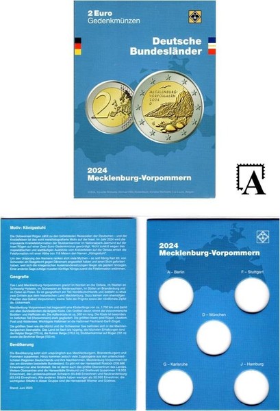 Neu: Leuchtturm MüNzkarte Mecklenburg-Vorpommern 2024 Klappkarte FüR 5X 2 Euro-image
