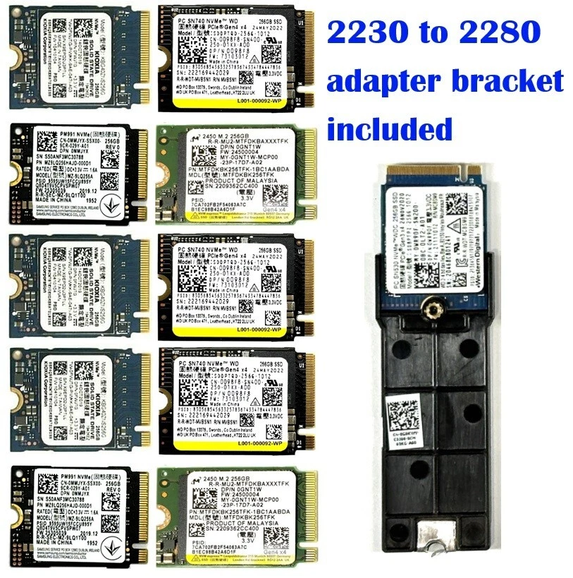 LOT of 10 Mixed WD/Samsung/SK Hynix 256Gb PCIe NVMe SSD M.2 2230 w/ 2280 adapter Review