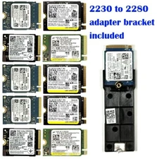 LOT of 10 Mixed WD/Samsung/SK Hynix 256Gb PCIe NVMe SSD M.2 2230 w/ 2280 adapter