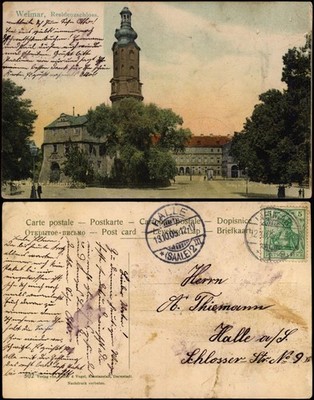 Ansichtskarte Weimar Stadtschloss, Straßen 1905