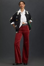 Anthropologie Colette Corduroy Full Pants Wide Leg Maeve Red Brick Size 28 NEW