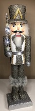 Christmas 15" NUTCRACKER Silver Metallic Sequin Sparkle Bling Faux Fur 2012