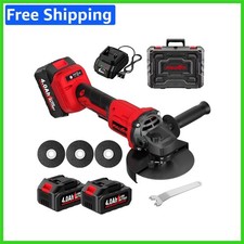 Cordless 4-1/2" Angle Grinder - 12000 RPM Brushless Tool with Batteries & Wheels