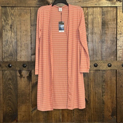 NWT Allthreads Women s Coastal Cardigan All Day Two-tone  Coral & White Stripes.