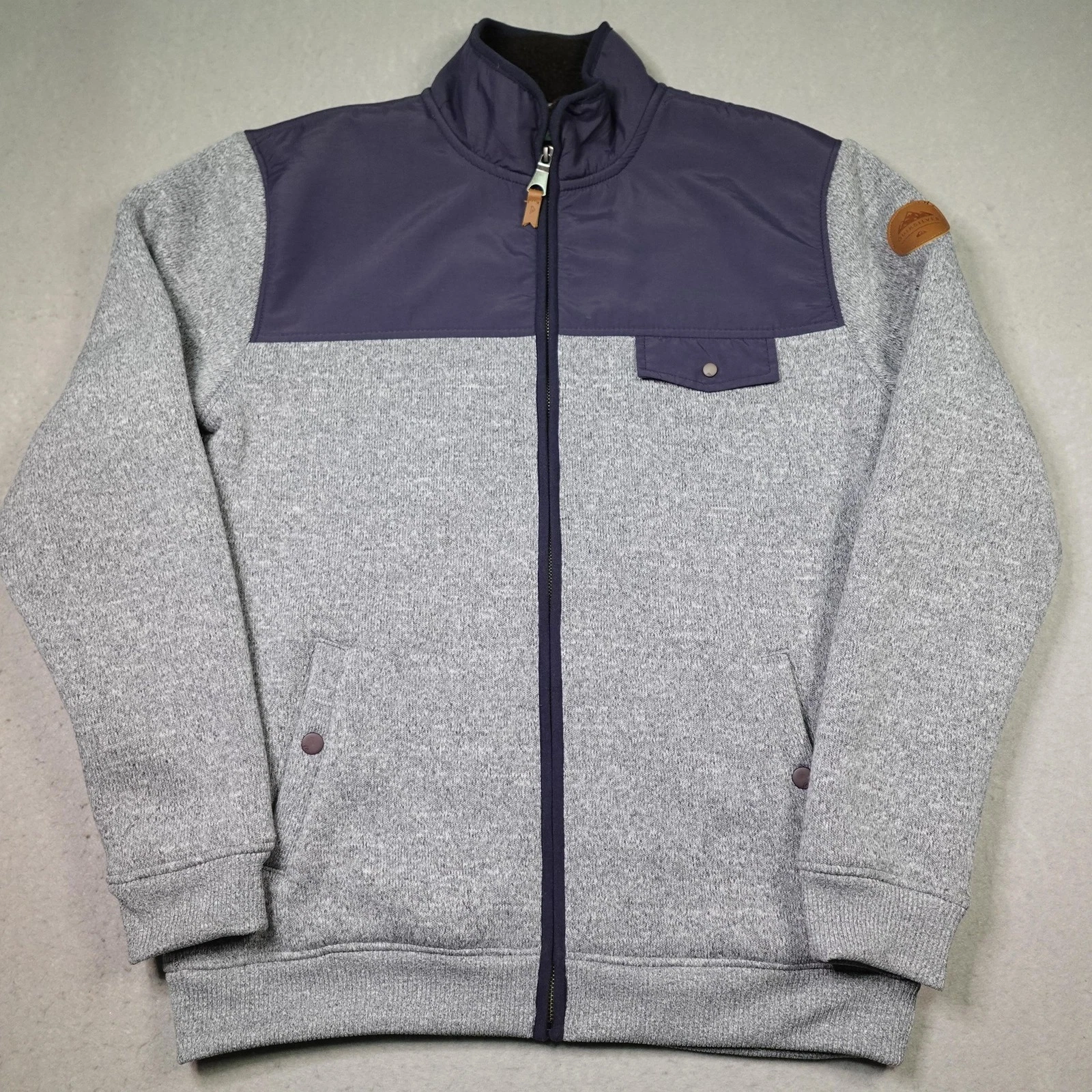 Quiksilver Jacket Mens Medium Gray Fleece Lined Full Zip Bomber Outdoor