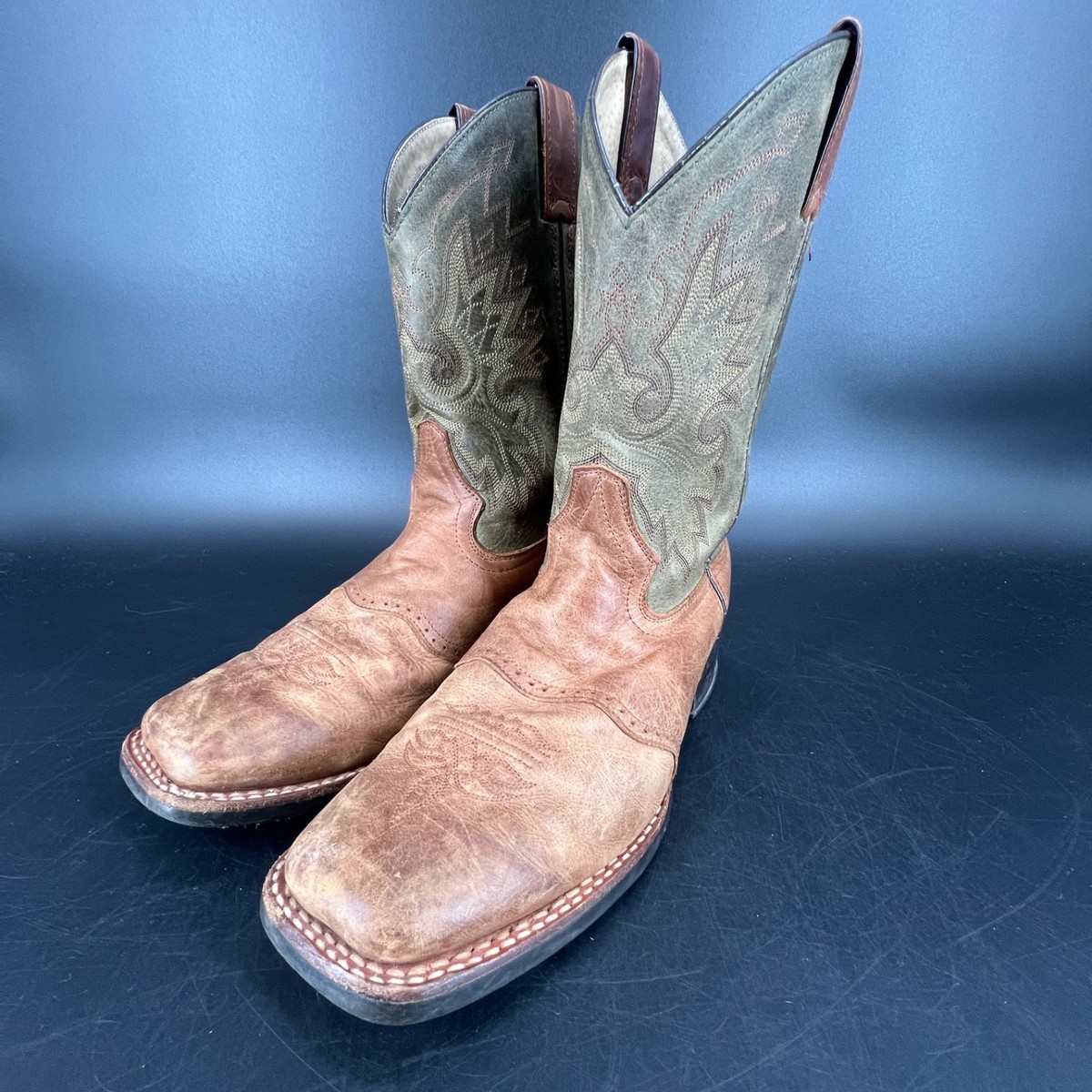 Double-H Cowboy Boots Olive & Brown Shoe Size 9 EE Leather  display picture 2