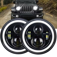 New Jeep Wrangler Halo Headlights Pair 12v 24v Wrangler Unlimited 2007-2018