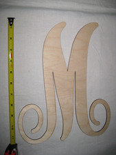 Wooden Letter Cursive Monogram M Unfinished Wood Large Crafting NEW