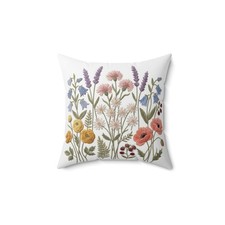 Wildflower Print Throw Pillow, Cottagecore Floral Cushion Cover