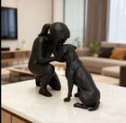 Modern Minimalist Dog Statue Home Decor | Elegant Resin Sculpture of Woman-Dog — photo 1