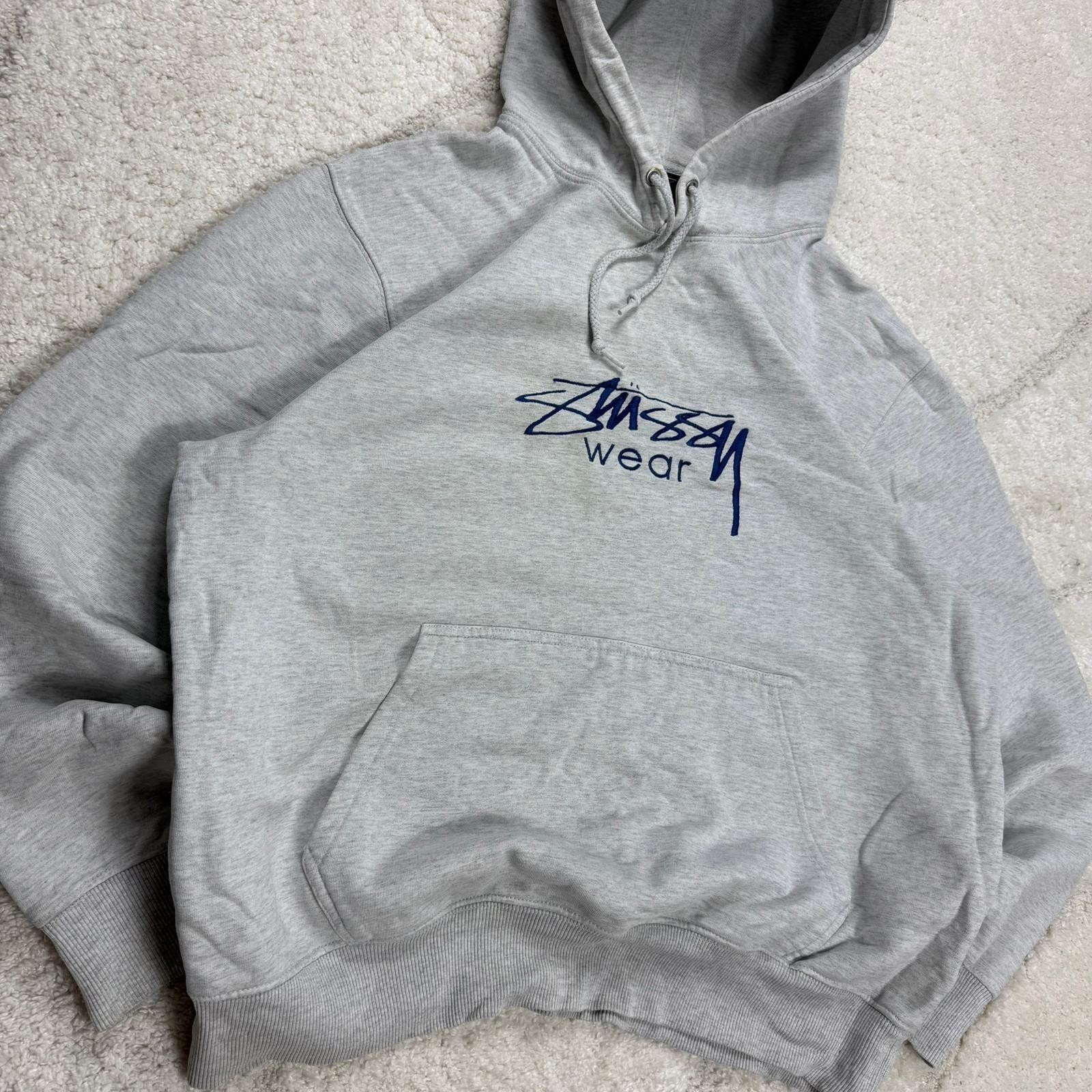 Vintage Stussy Wear 1990's Grey Heavyweight Oversized Size Large Pullover Hoodie image 3