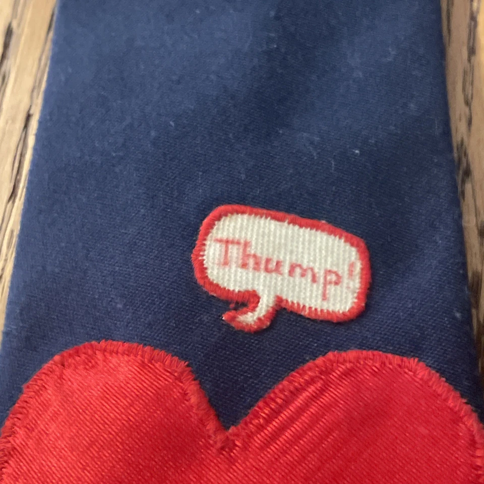 De colección Usado en Excelente Condición Linda Brooks Highland Park IL Algodón Corbata Corazones Corazón Latido Tema Foto 4 de 4