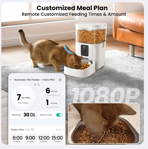 JAVISCAM Automatic Cat/Dog Feeder/ Dual Cameras, 2 Way Audio, Dual Power System - Picture 5 of 7