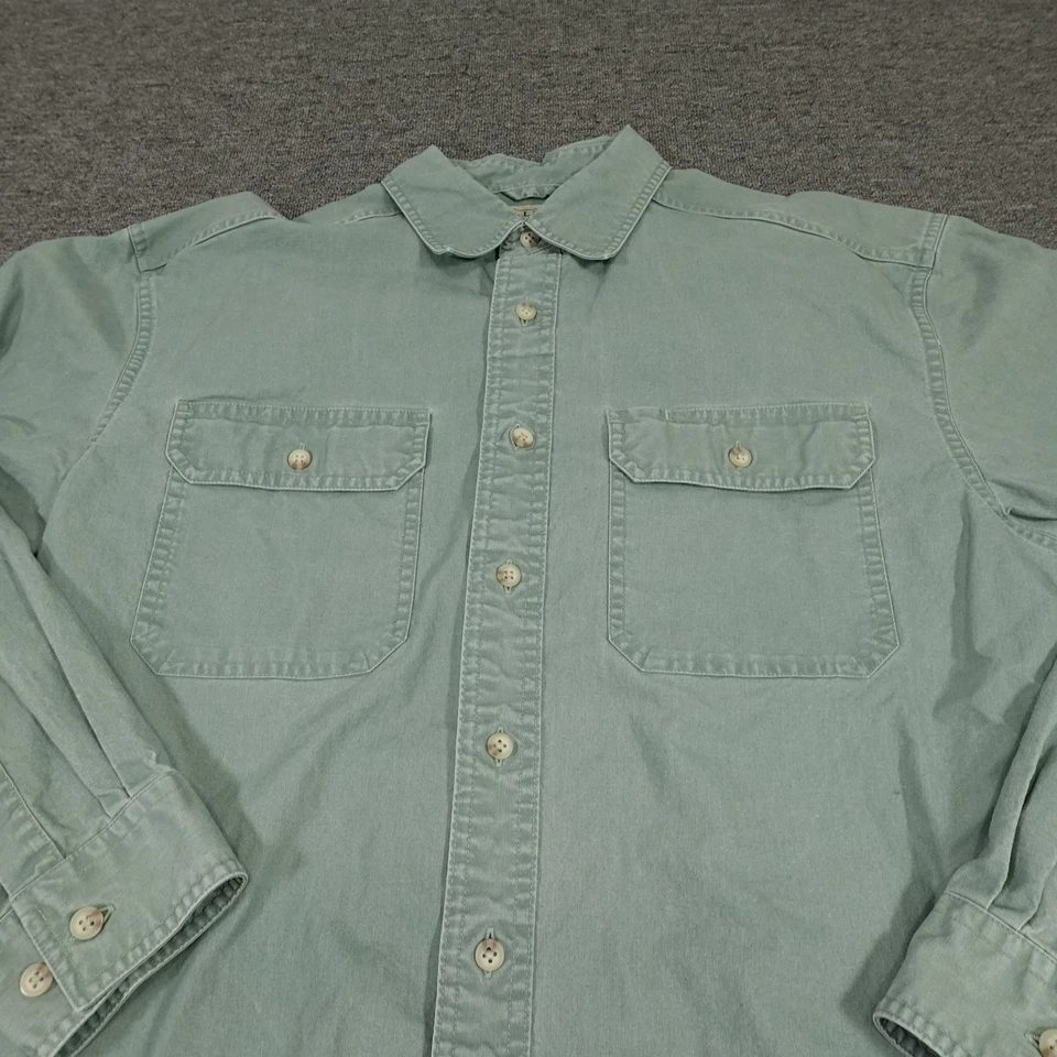 LL Bean Shirt Mens Medium Green Traditional Fit Long Sleeve Button Front Cotton - Image 2 of 4