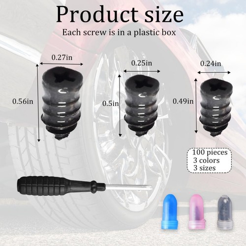 High Quality Rubber Tire Repair Nails 100PCS For 2-5mm Holes W/Tool+Box FreeShip - Picture 7 of 18