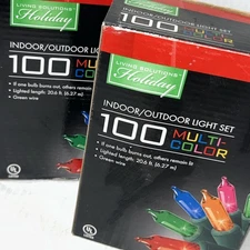Lot Of 2 Living Solutions Holiday Indoor Outdoor Light Set 100 Multicolor/WH3
