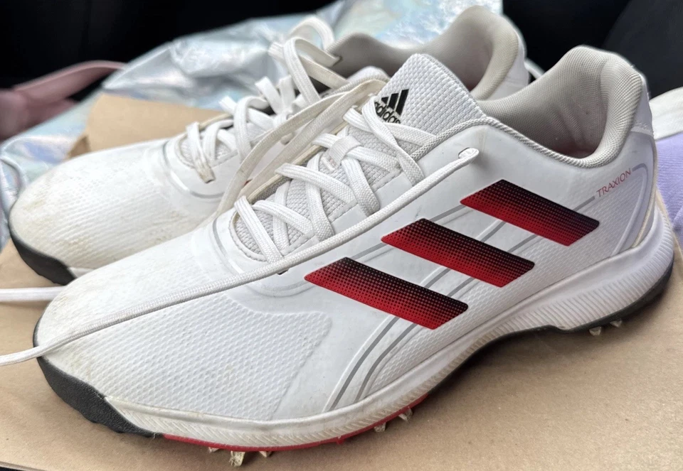 Adidas Traxion Lite Max Blanco Negro Rojo Hombres Anchos Impermeables Zapatos de Golf GV9674 8.5 Foto 2 de 4