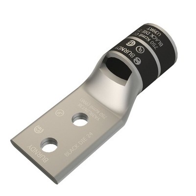 Burndy YA39L2NT38 2-Hole 3/8'' Stud 750 MCM Copper Compression Lug Black