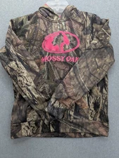 Mossy Oak Hoodie Womens Large Camo Country Pink Logo Pullover Sweatshirt Hunting