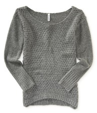 Aeropostale Womens Pullover Knit Sweater, Grey, Juniors, Medium