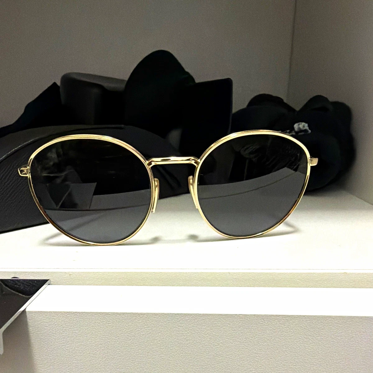PRADA Gold Round Sunglasses for Women for sale | eBay display picture 3