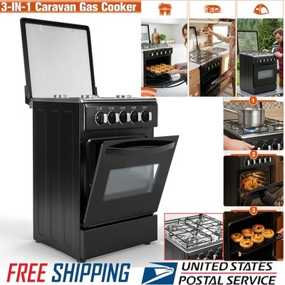 3-in-1 20'' Free Standing Gas Stove Oven Range,4 Burner LPG Cooktop with 60L Oven