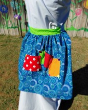 Handcrafted Bright Blue Apron with Vibrant Colors Pockets