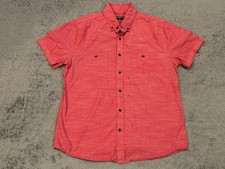 Express Shirt Mens Medium Red Short Sleeve Button Casual Top Summer Preppy