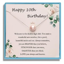 10th Birthday Gifts for Girls S925 Sterling Silver Pink Pearl Necklace as Gifts