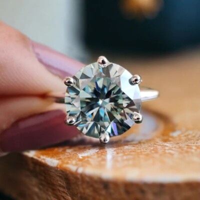 RARE Ct Certified Lovely Treated Blue Diamond Solitaire Ring