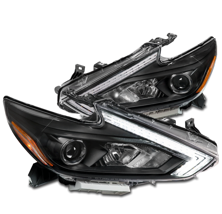 For 16-18 Nissan Altima LED Switchback Tube Projector Headlights