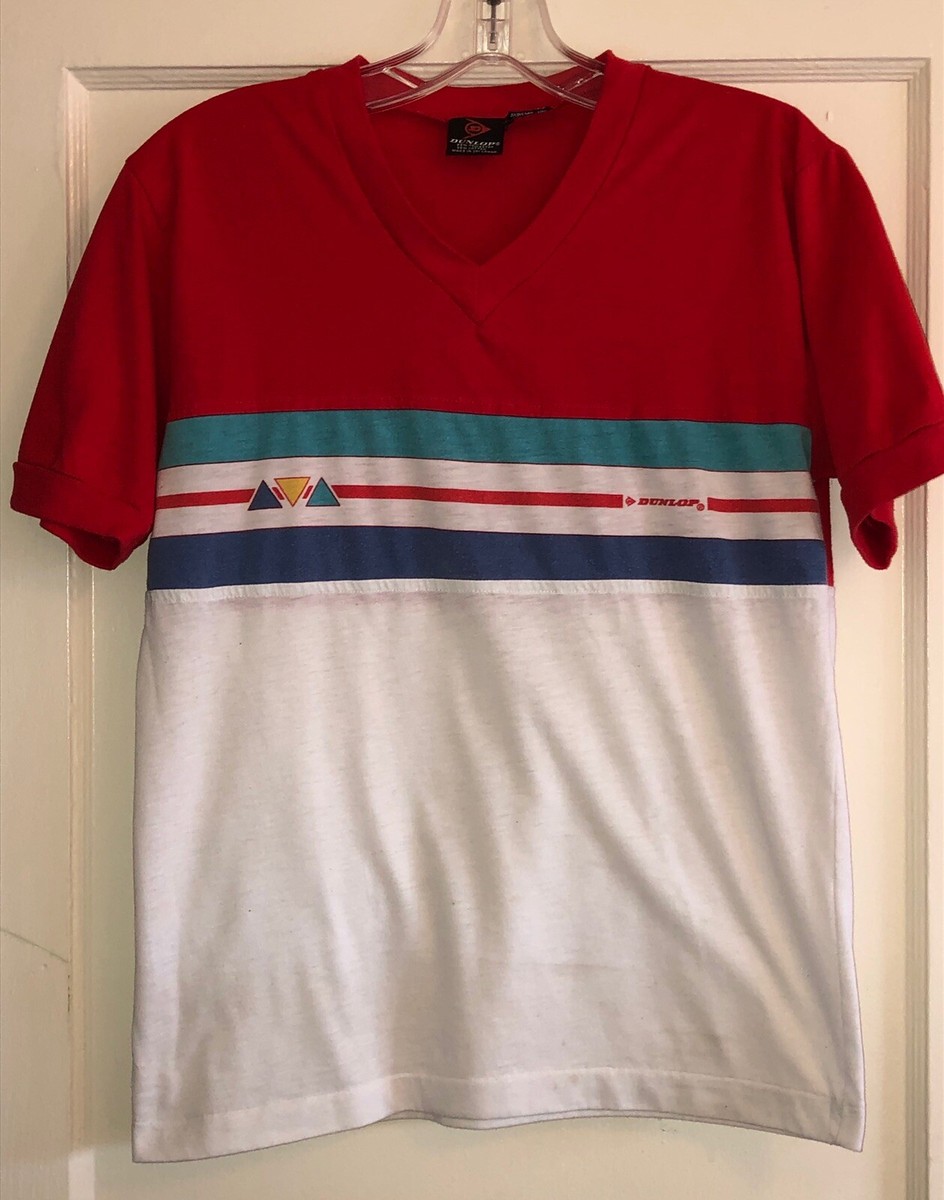 Vintage 80's Dunlop V Neck Active Wear Single Stitch Shirt