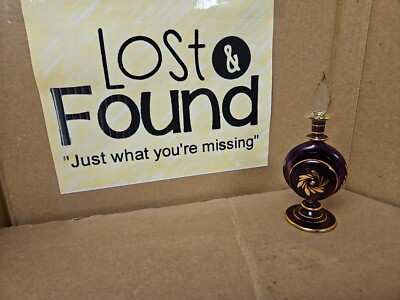 Small Purple Ornate Decorative Glass Perfume Bottle Gold Trim *SEE PICS*