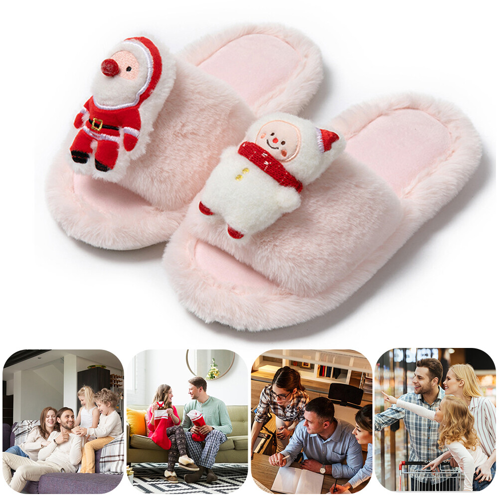 SAOLA Pantofole stampate natalizie casual fodera in pile scarpe comode suola in gomma pantofole