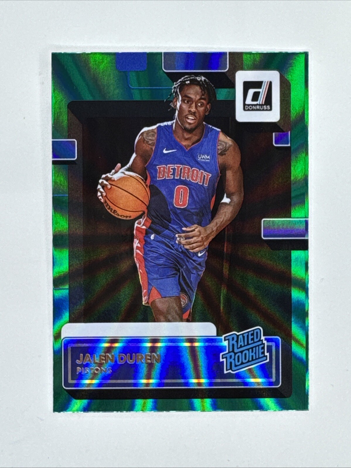 2022-23 Donruss Holo Laser Green Jalen Duren Detroit Pistons #213-4