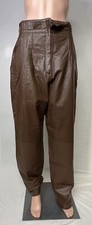 Women's Vintage Retro Toffs Buttery Soft Brown Leather High Waisted Pants