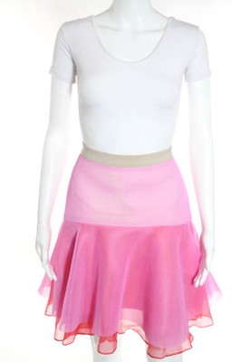 SALE DKNY Pink Red Mesh Knit Tiered A Line Skirt Size 6