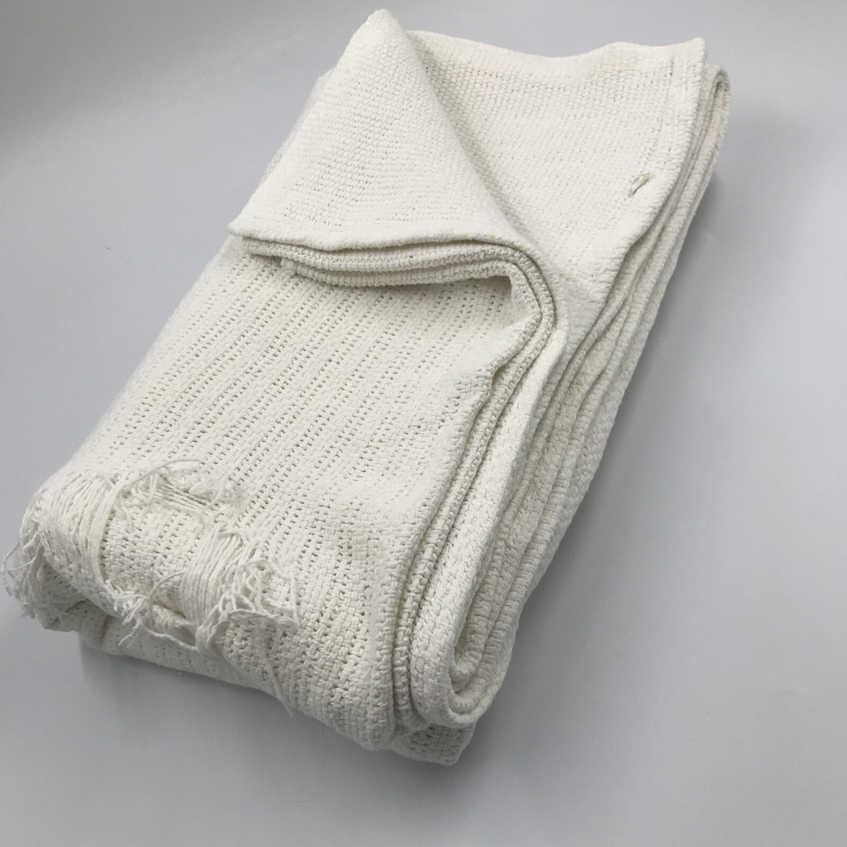 Distressed Vintage Knit Throw Blanket 84 in L x 66 in W White