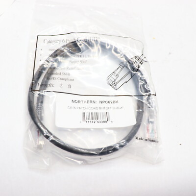CAT6 Patch Cord M-M Black 2' NPC62BK