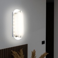 Wandlampe Wandleuchte Wohnzimmerlampe Glas Opal 1 Flammig Silber Led L 19 Cm