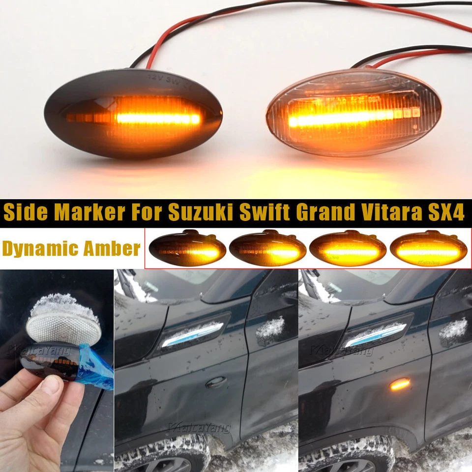 For Suzuki SX4 S-Cross GL Jimny Fiat Sedici LED Side Marker Light Turn Signal - Image 3 of 4