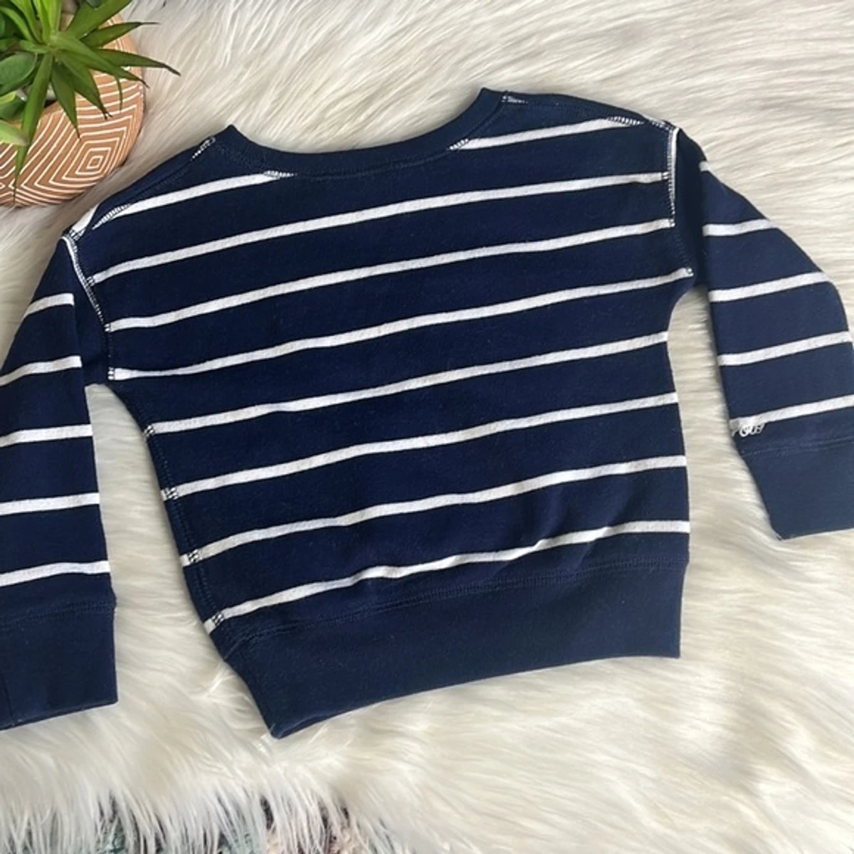 Striped hello shop sweater