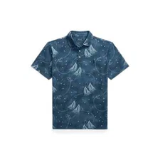 Men's SZ XL Ralph Lauren Blue NAUTICAL SAILBOAT Mesh Classic Fit Polo Shirt