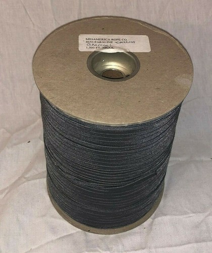 NEW Charcoal 550 Cord Paracord Nylon Paraline Flat Hollow Coreless All Sizes - Picture 2 of 7